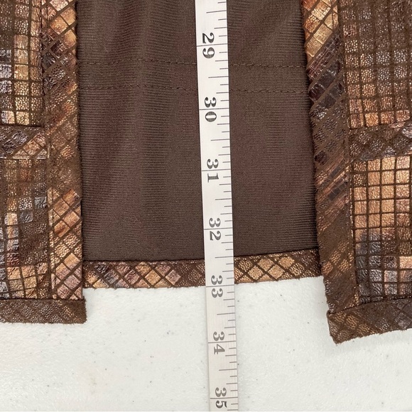 Chico's Travelers Metallic Animal Copper Long Sleeve Lightweight Duster Jacket - Picture 9 of 10